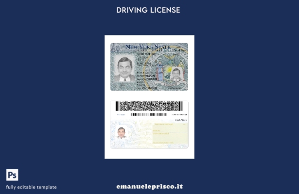 verified style modello di versione della patente di guida USA New York in stile verificato template